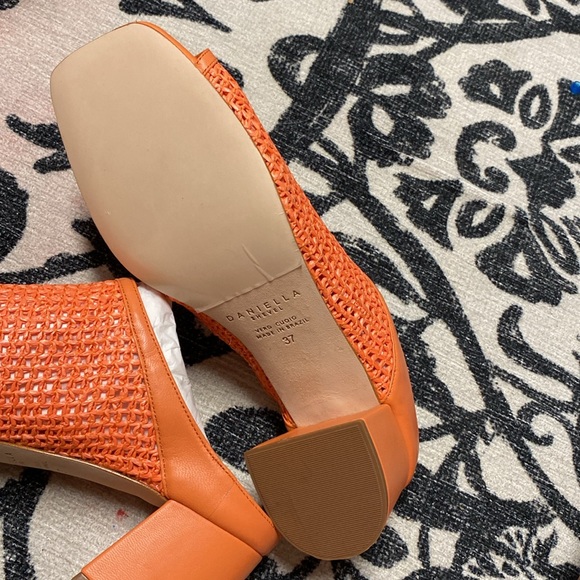 NWT Daniella Shevel SALMA Coral Nappa Leather Square Toe Sandal Low Heel 37 - Picture 7 of 9